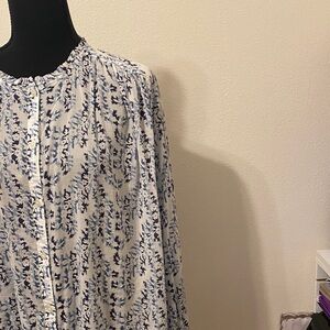 LOFT Blue and White Floral Top